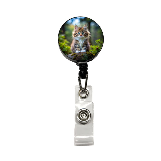 Norwegian Forest Cat Kitten Photo Retractable ID Key Card Name Tag Badge Holder with Clip