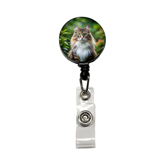 Norwegian Forest Cat Photo Retractable ID Key Card Name Tag Badge Holder with Clip