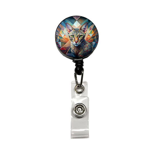 Ocicat Cat Abstract Art Retractable ID Key Card Name Tag Badge Holder with Clip