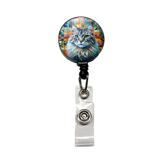 Ragamuffin Cat Abstract Art Retractable ID Key Card Name Tag Badge Holder with Clip