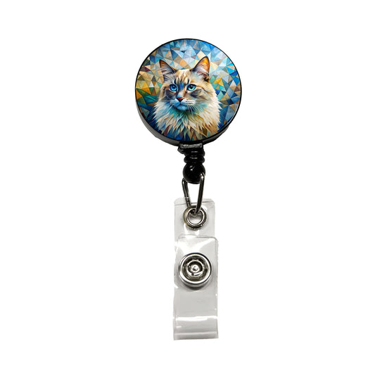 Ragdoll Cat Abstract Art Retractable ID Key Card Name Tag Badge Holder with Clip