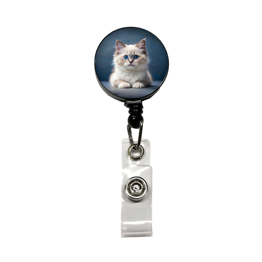 Ragdoll Cat Kitten Photo Retractable ID Key Card Name Tag Badge Holder with Clip