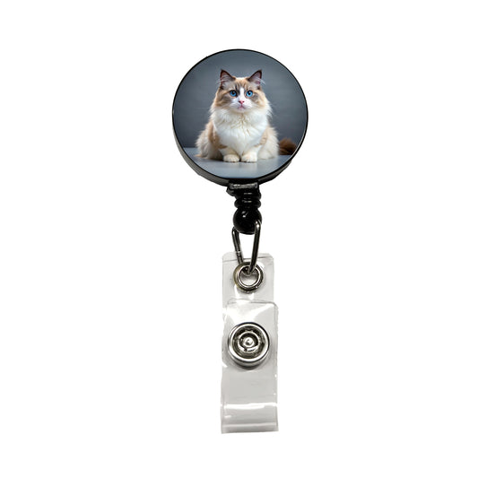 Ragdoll Cat Photo Retractable ID Key Card Name Tag Badge Holder with Clip