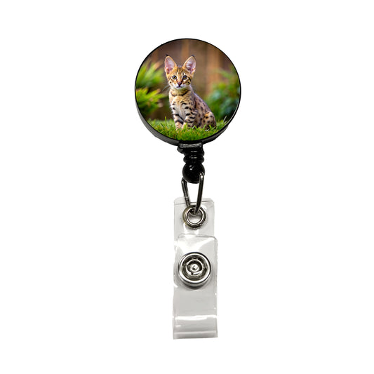 Savannah Cat Kitten Photo Retractable ID Key Card Name Tag Badge Holder with Clip