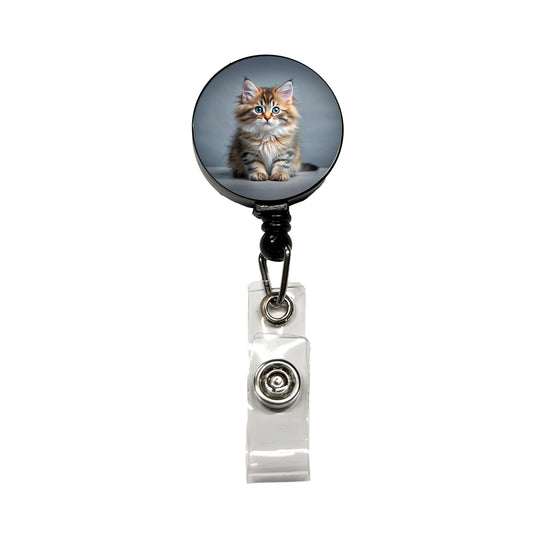 Siberian Cat Kitten Photo Retractable ID Key Card Name Tag Badge Holder with Clip