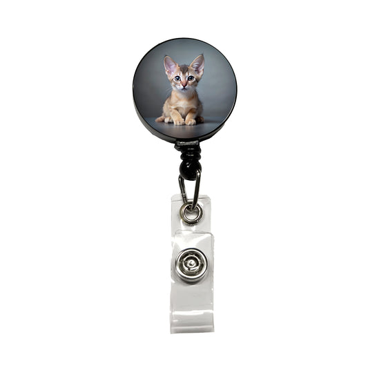 Singapura Cat Kitten Photo Retractable ID Key Card Name Tag Badge Holder with Clip