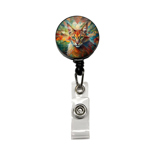Somali Cat Abstract Art Retractable ID Key Card Name Tag Badge Holder with Clip