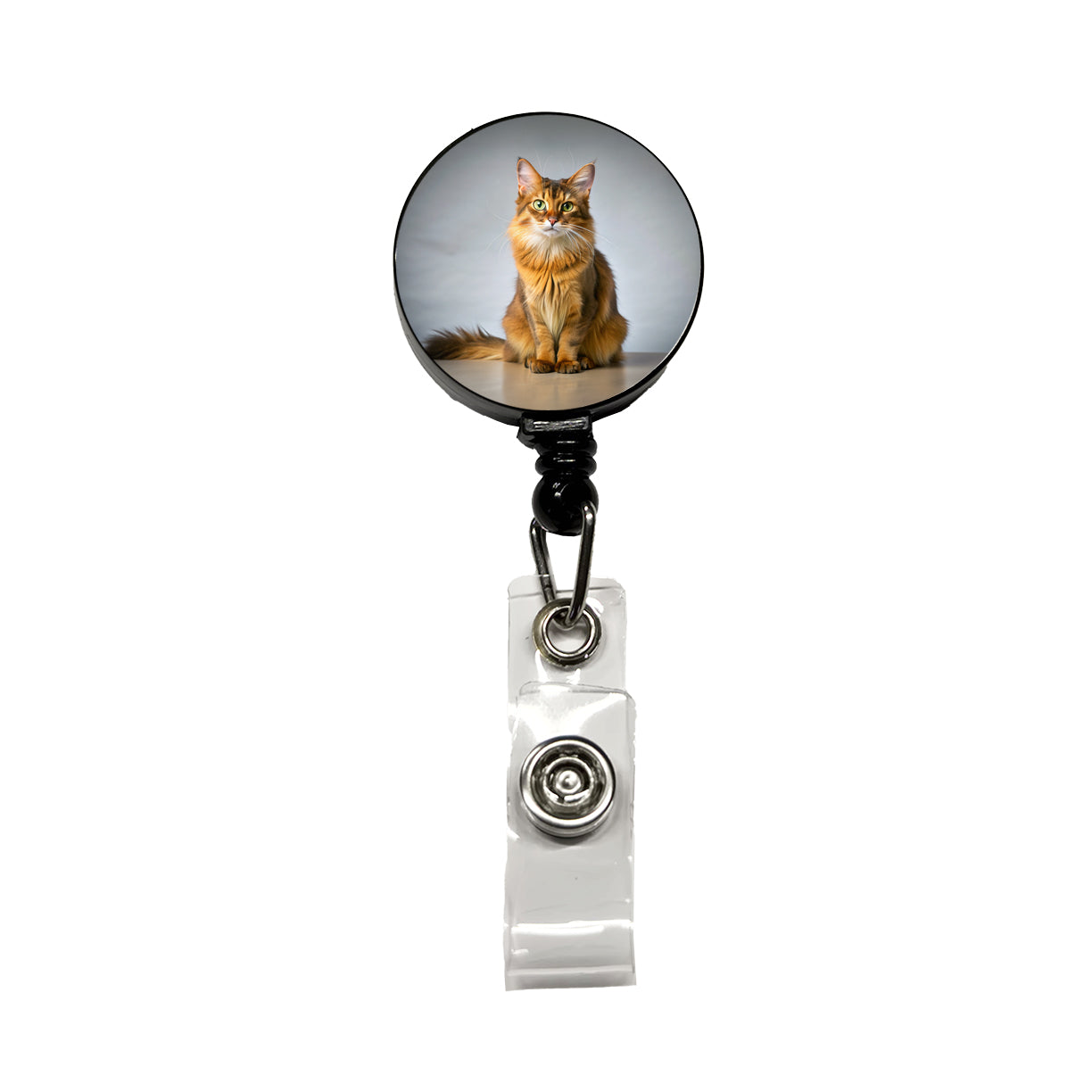 Somali Cat Photo Retractable ID Key Card Name Tag Badge Holder with Clip