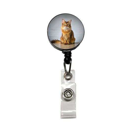Somali Cat Photo Retractable ID Key Card Name Tag Badge Holder with Clip
