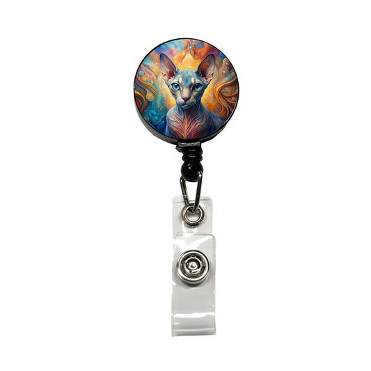 Sphynx Cat Abstract Art Retractable ID Key Card Name Tag Badge Holder with Clip