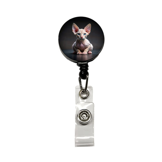 Sphynx Cat Kitten Photo Retractable ID Key Card Name Tag Badge Holder with Clip