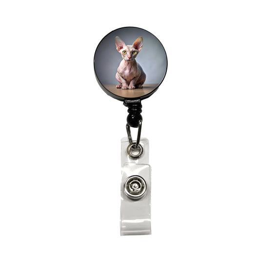 Sphynx Cat Photo Retractable ID Key Card Name Tag Badge Holder with Clip