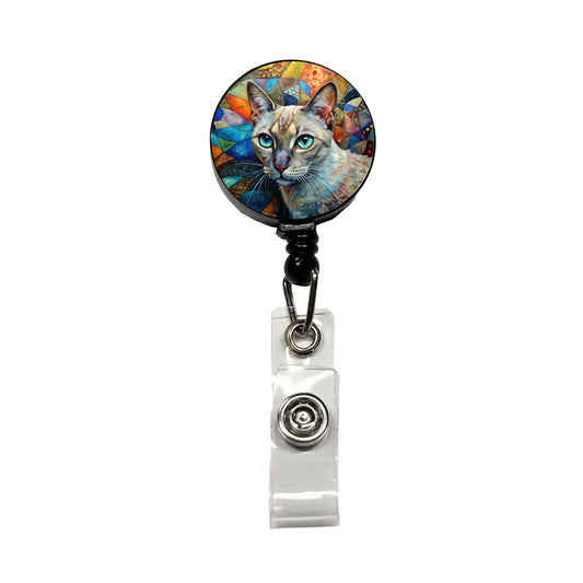 Tonkinese Cat Abstract Art Retractable ID Key Card Name Tag Badge Holder with Clip
