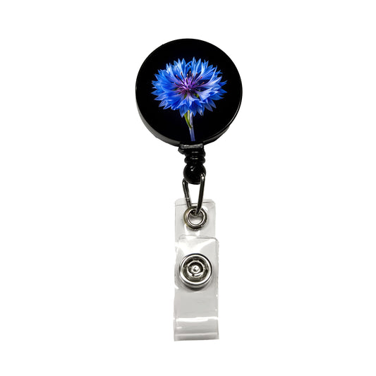 Blue Cornflower Photo Retractable ID Key Card Name Tag Badge Holder with Clip