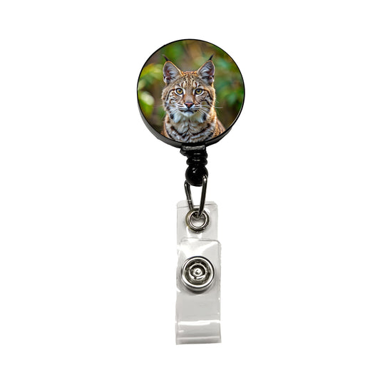 Bobcat Face Photo Retractable ID Key Card Name Tag Badge Holder with Clip