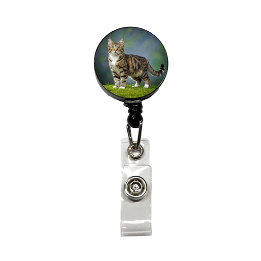 Cute Tabby Cat Photo Retractable ID Key Card Name Tag Badge Holder with Clip
