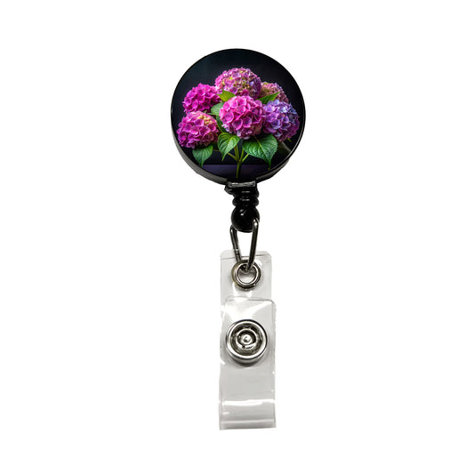 Hydrangea Flowers Photo Retractable ID Key Card Name Tag Badge Holder with Clip