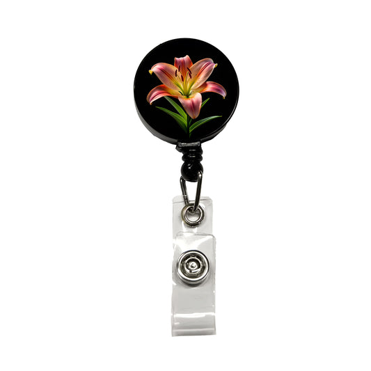 Lily Flower Photo Retractable ID Key Card Name Tag Badge Holder with Clip