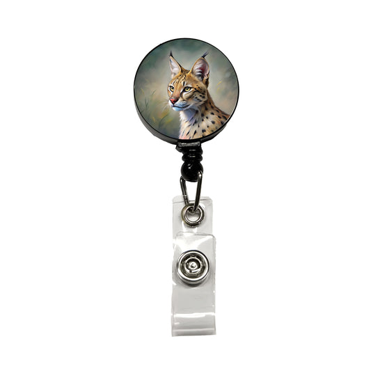 Serval Wild Cat Illustration Retractable ID Key Card Name Tag Badge Holder with Clip
