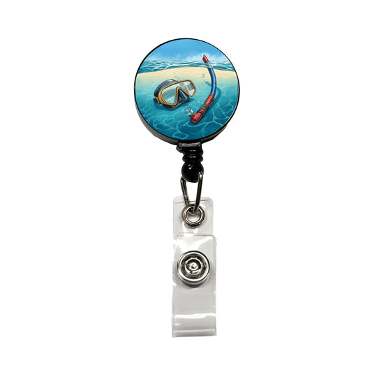 Snorkel And Mask on Beach Retractable ID Key Card Name Tag Badge Holder with Clip
