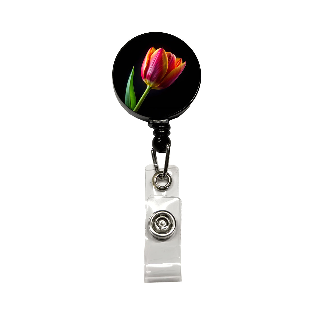 Tulip Flower Photo Retractable ID Key Card Name Tag Badge Holder with Clip