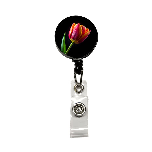 Tulip Flower Photo Retractable ID Key Card Name Tag Badge Holder with Clip