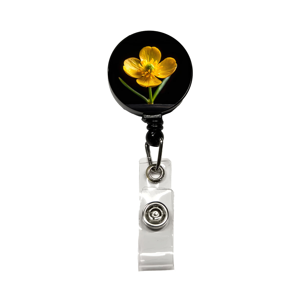 Yellow Buttercup Flower Photo Retractable ID Key Card Name Tag Badge Holder with Clip