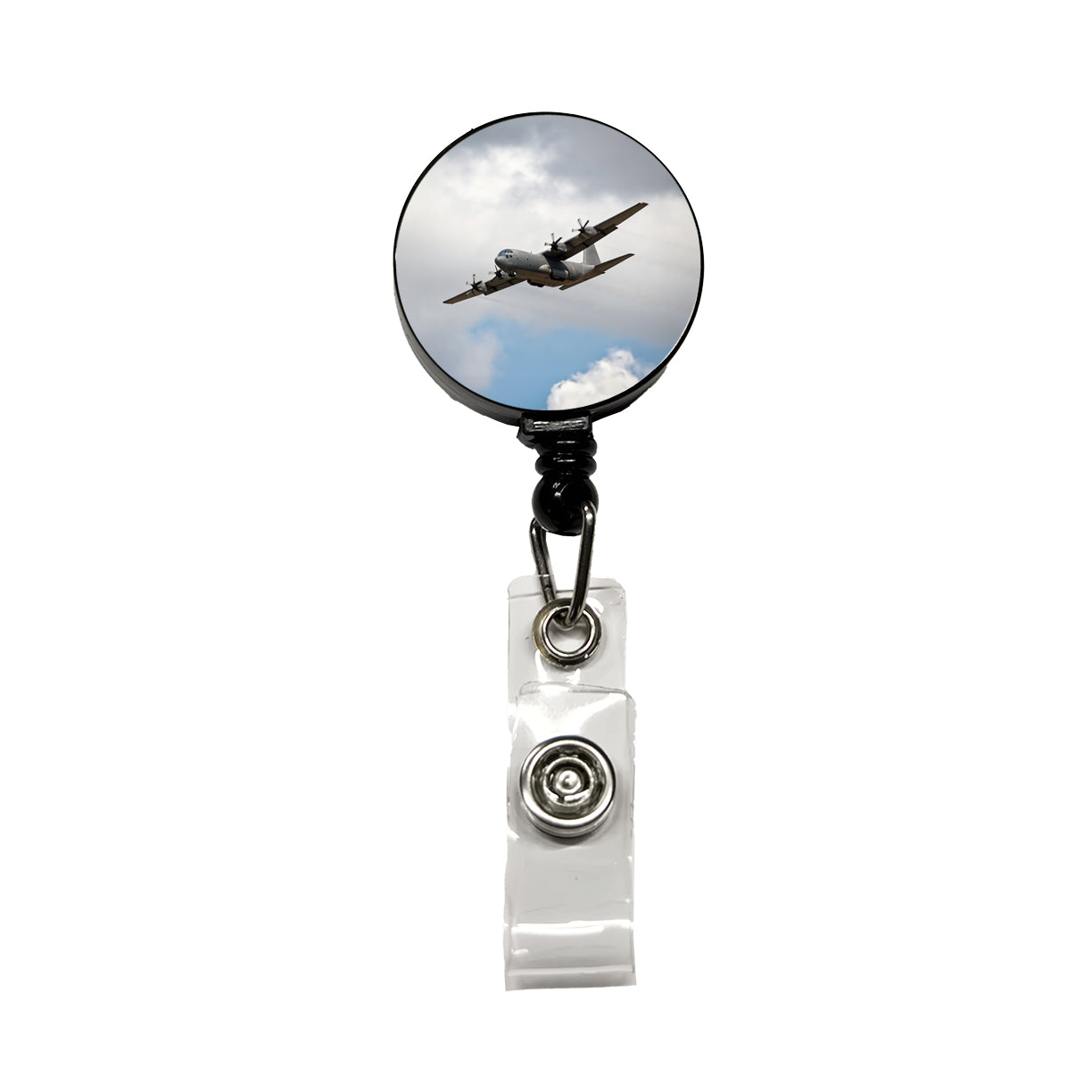 C-130 Hercules Military Transport Plane Retractable ID Key Card Name Tag Badge Holder with Clip