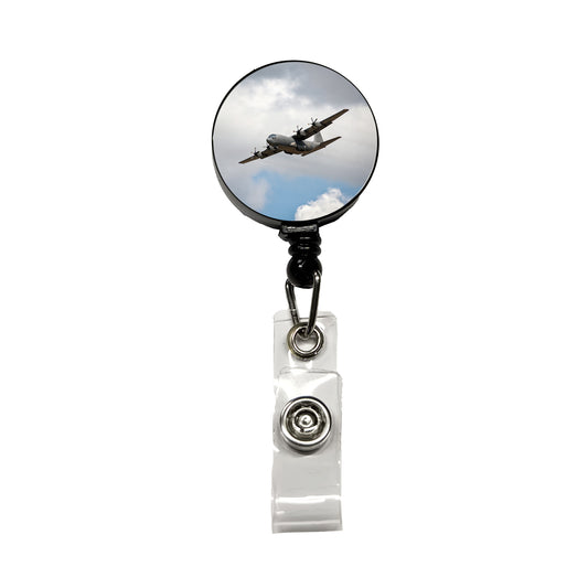 C-130 Hercules Military Transport Plane Retractable ID Key Card Name Tag Badge Holder with Clip