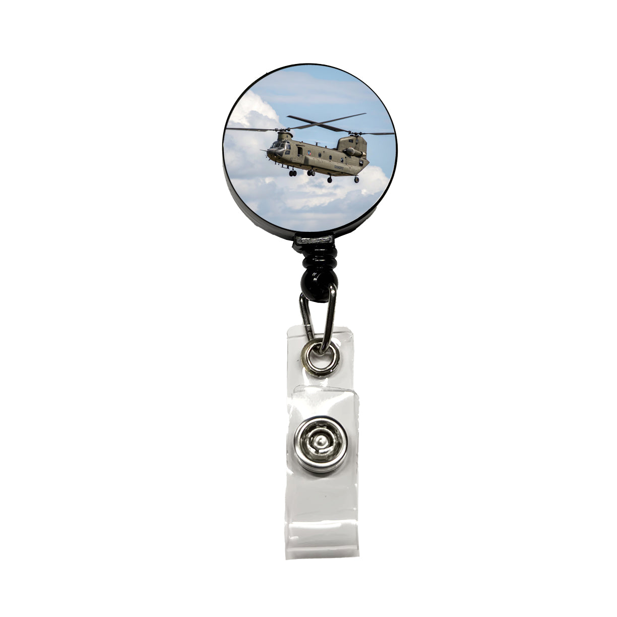 CH-47 Chinook Heavy-Lift Helicopter Retractable ID Key Card Name Tag Badge Holder with Clip