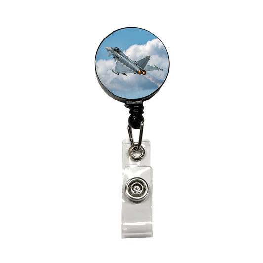 Eurofighter Typhoon Fighter Jet Plane Retractable ID Key Card Name Tag Badge Holder with Clip