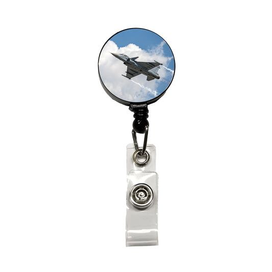 JAS 39 Gripen Multirole Fighter Jet Plane Retractable ID Key Card Name Tag Badge Holder with Clip