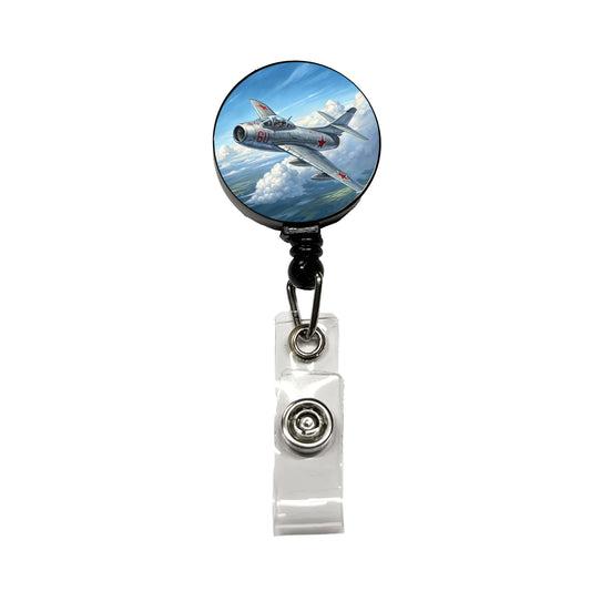 MiG-15 Russian Fighter Jet Plane Retractable ID Key Card Name Tag Badge Holder with Clip