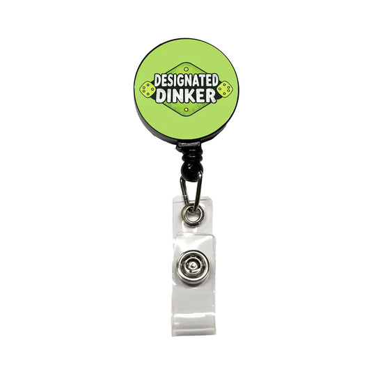 Designated Dinker Funny Pickleball Saying Retractable ID Key Card Name Tag Badge Holder with Clip