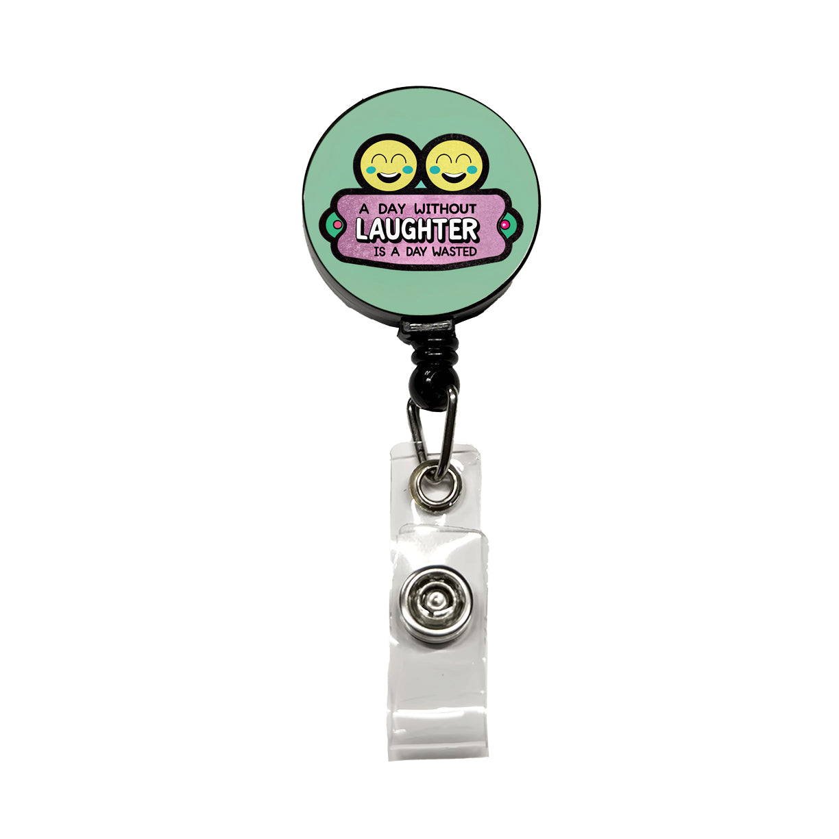 A Day Without Laughter Is A Day Wasted Inspirational Retractable ID Key Card Name Tag Badge Holder with Clip