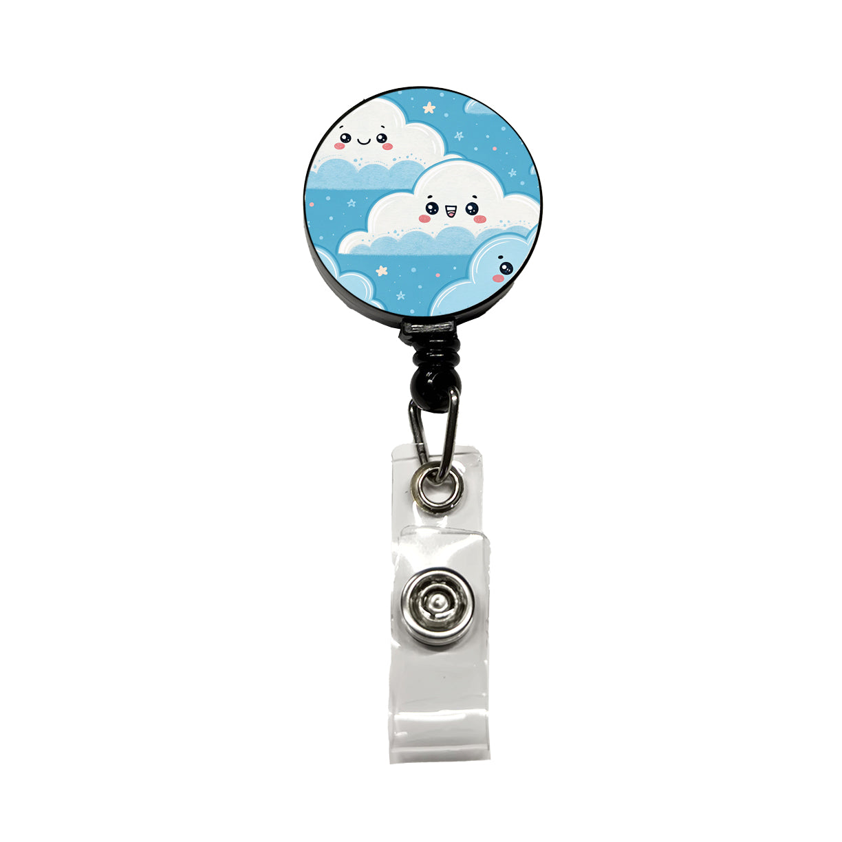 Adorable Puffy Clouds Kawaii Style Retractable ID Key Card Name Tag Badge Holder with Clip