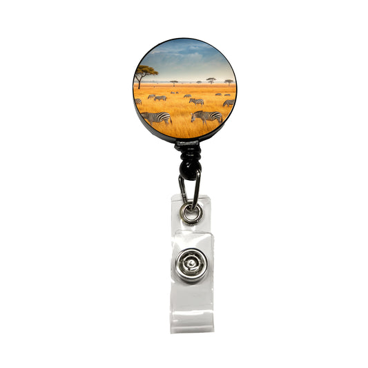 African Safari Zebras Retractable ID Key Card Name Tag Badge Holder with Clip
