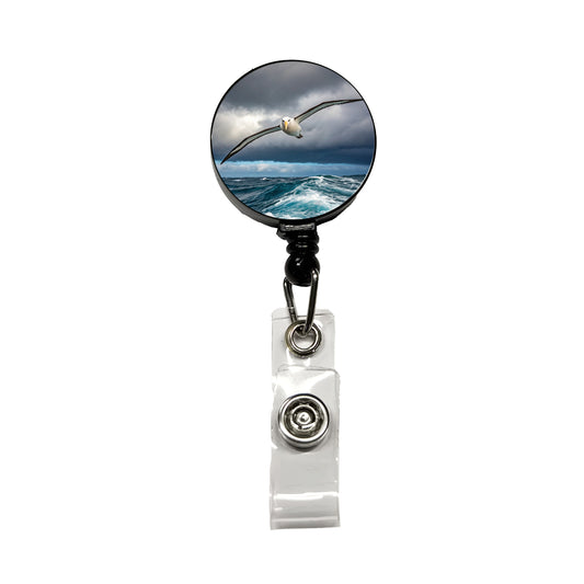 Albatross Bird Flying Over Ocean Photo Retractable ID Key Card Name Tag Badge Holder with Clip