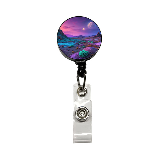 Alien Planet Surface Beautiful Retractable ID Key Card Name Tag Badge Holder with Clip