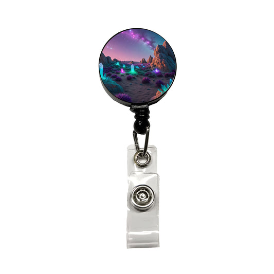 Alien Planet Surface Colorful Retractable ID Key Card Name Tag Badge Holder with Clip