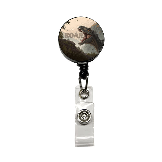 Allosaurus Roar Dinosaur Retractable ID Key Card Name Tag Badge Holder with Clip