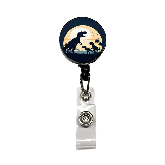 Allosaurus Silhouettes Dinosaurs Retractable ID Key Card Name Tag Badge Holder with Clip