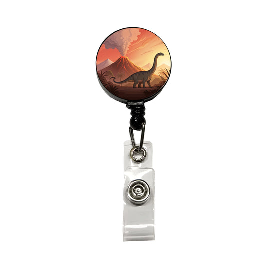 Apatosaurus Volcano Retractable ID Key Card Name Tag Badge Holder with Clip