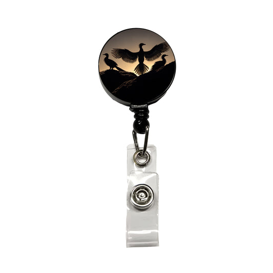 Archaeopteryx Silhouettes Dinosaurs Retractable ID Key Card Name Tag Badge Holder with Clip