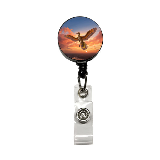 Archaeopteryx Sunset Dinosaur Retractable ID Key Card Name Tag Badge Holder with Clip