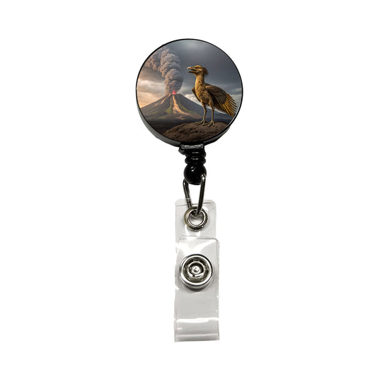 Archaeopteryx Volcano Dinosaur Retractable ID Key Card Name Tag Badge Holder with Clip