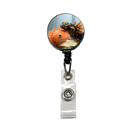 Axolotls Hugging Retractable ID Key Card Name Tag Badge Holder with Clip