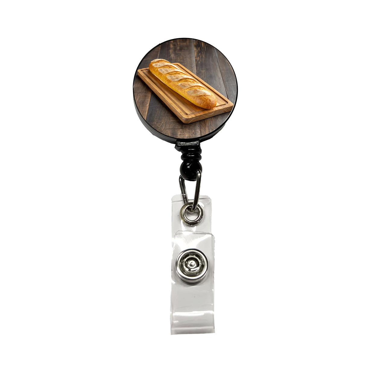 Baguette Bread Board Retractable ID Key Card Name Tag Badge Holder with Clip
