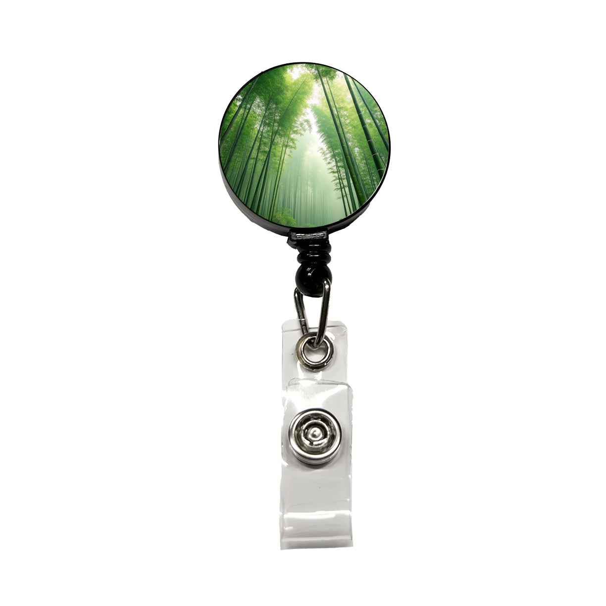 Bamboo Grove Forest Beautiful Retractable ID Key Card Name Tag Badge Holder with Clip