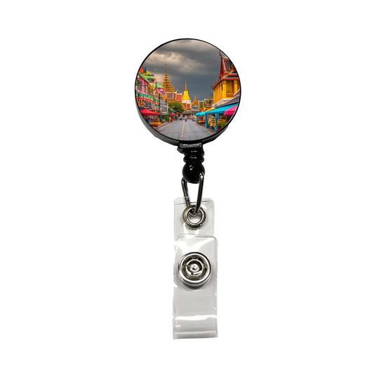 Bangkok Thailand Street Retractable ID Key Card Name Tag Badge Holder with Clip